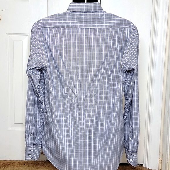 Rag & Bone Button Front Shirt w Spread Collar Size 16 Purple and White Checked - Picture 5 of 6